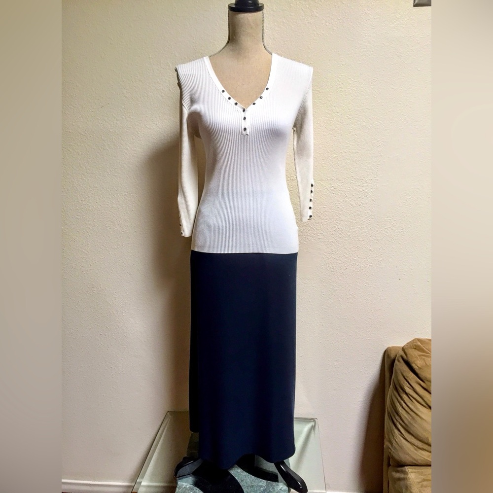 Lauren Ralph Lauren 100% Silk Maxi Skirt Dark Navy - 6P